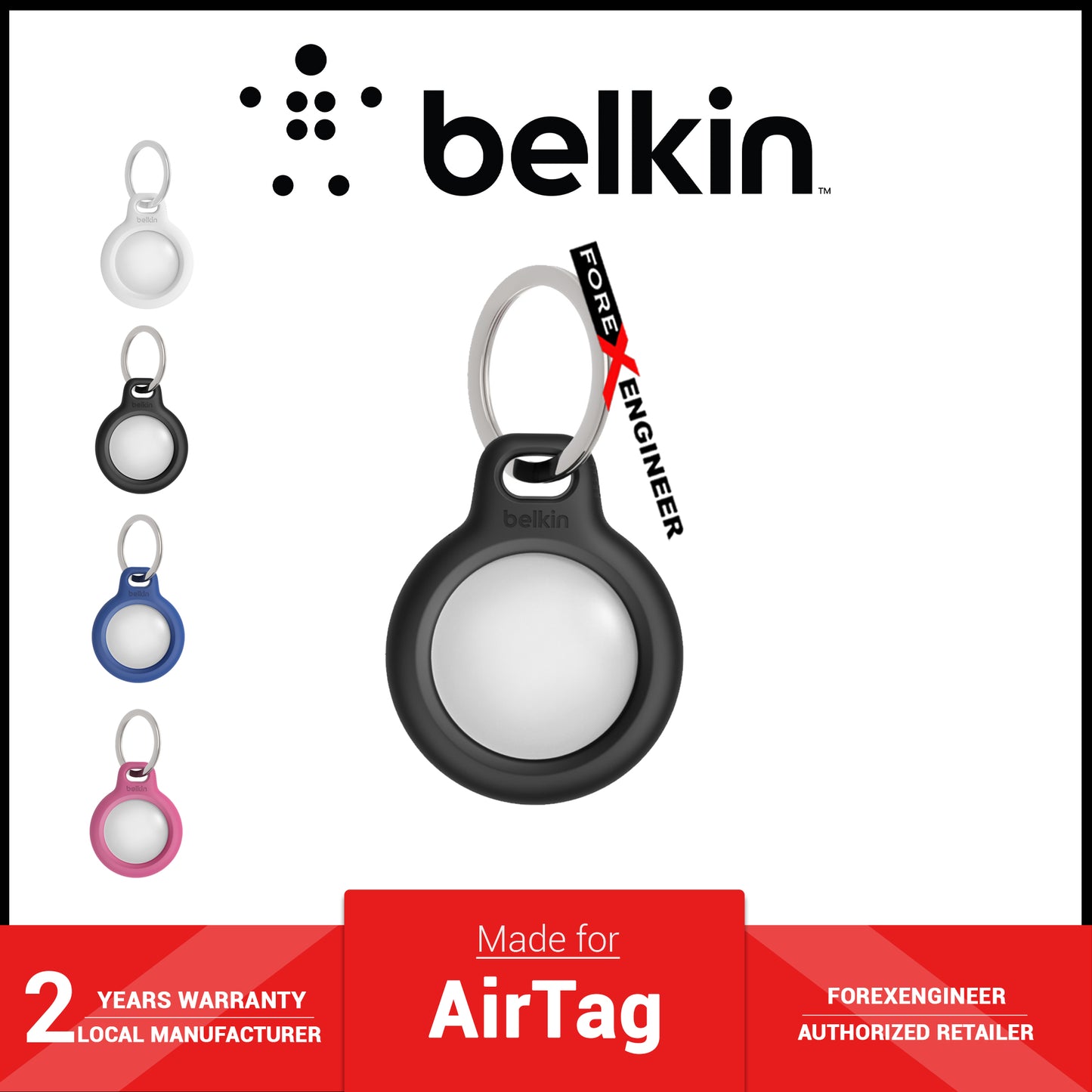 Belkin Secure Holder Airtag con Portachiavi - Nero