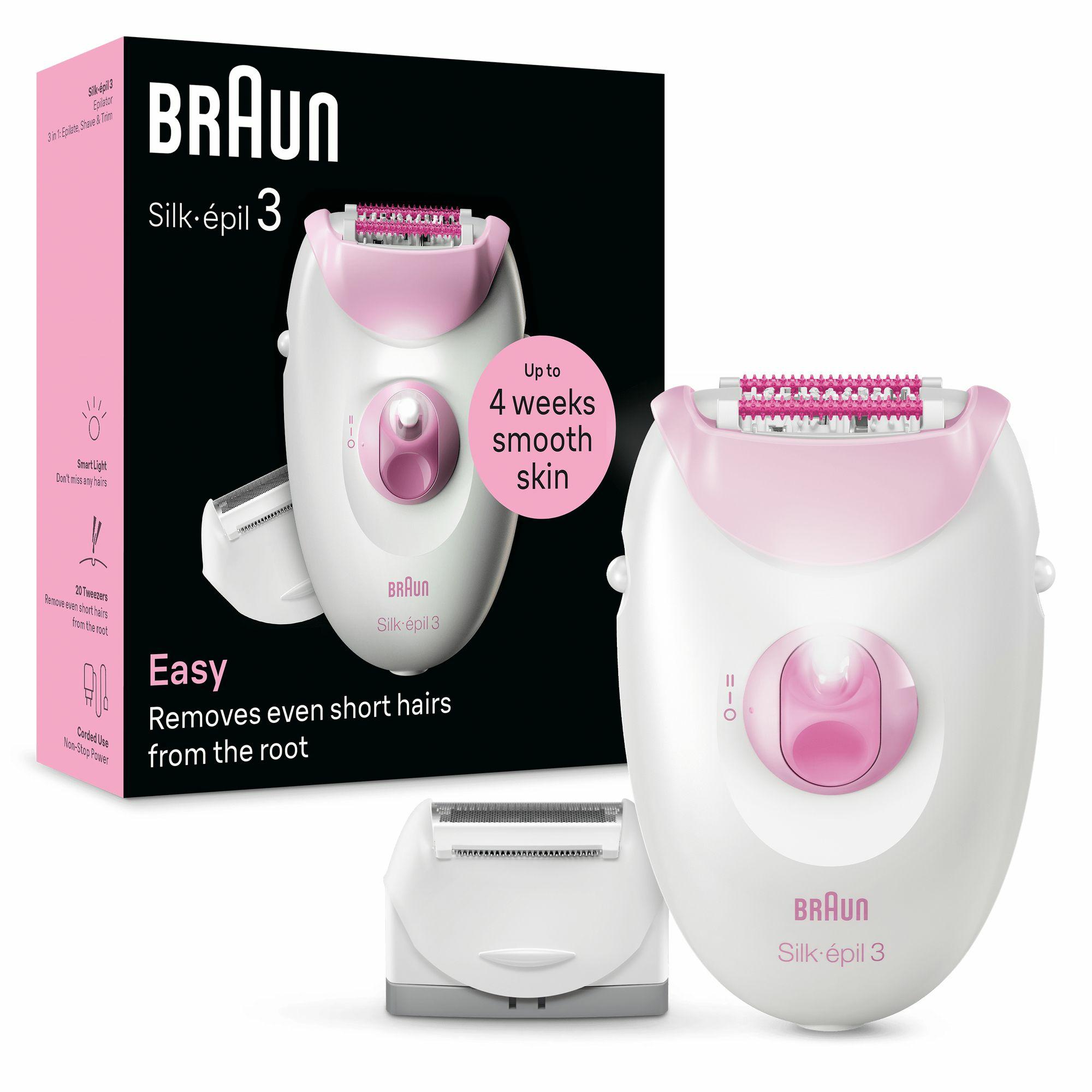 Braun Silk-ÃƒÂ©pil 3 Epilatore Elettrico Donna , Epilatore Con Cavo Per Epilazione, Pelle Liscia Per Settimane, 3-031, Rosa