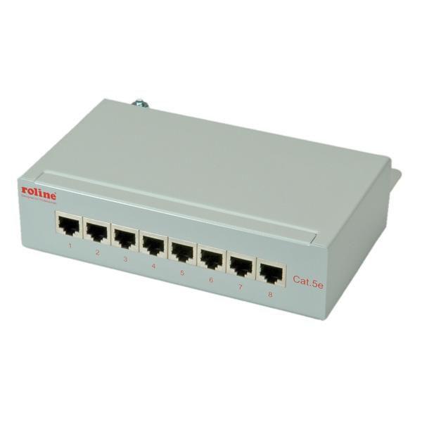 ROLINE Cat.5e Wall Mount Patch Panel, 8 Ports, STP light grey (ROLINE Wall Mount PatchPanel Cat5e. 8x STP. Grey)