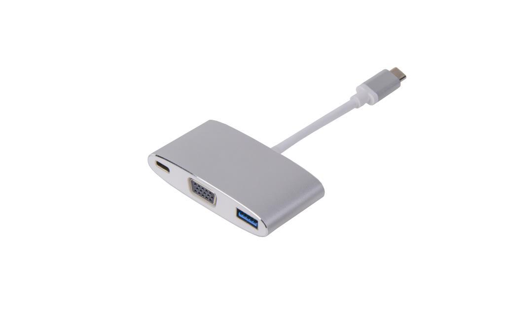 LMP adattatore USB-C verso VGA, USB3 e USB-C - colore argento