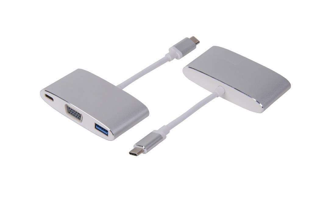 LMP adattatore USB-C verso VGA, USB3 e USB-C - colore argento