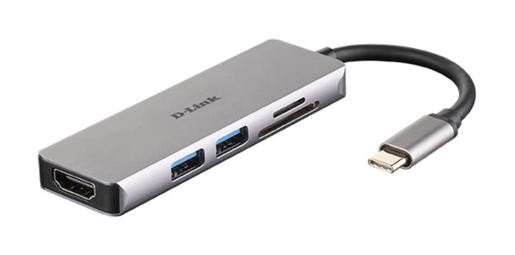 D-Link Hub USB-C 5 in 1 - 2 porte USB 3.0 - 1 porta HDMI 4K - 1 slot SD/micro SD