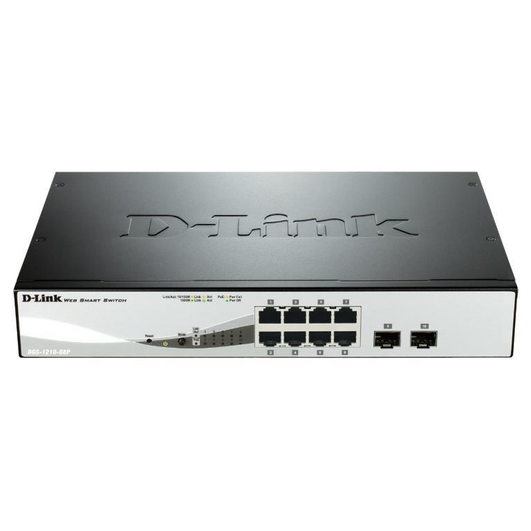 Switch Web Managed - D-Link Smart 8 porte 10/100/1000Mbps PoE + 2 porte SFP - PoE 802.3af