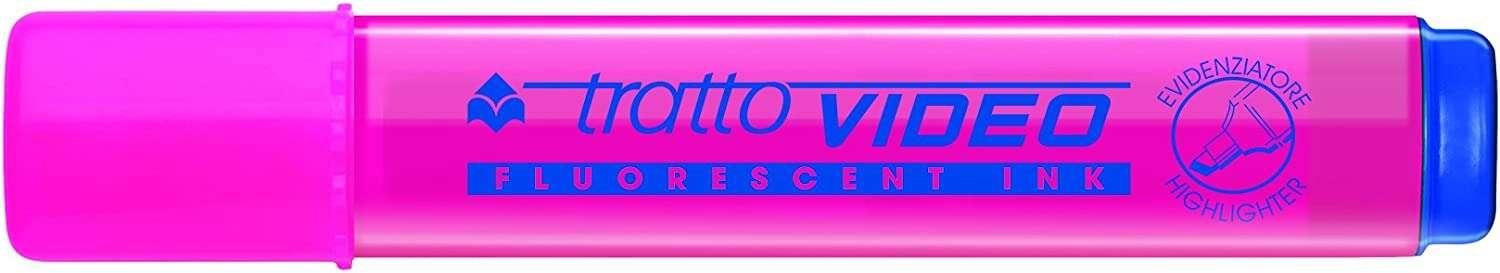 Pennarello Fluorescente Tratto Video - Tip a scalpello - Inchiostro a base d'acqua - Quick Asciugatura - Colore rosa fluorescen