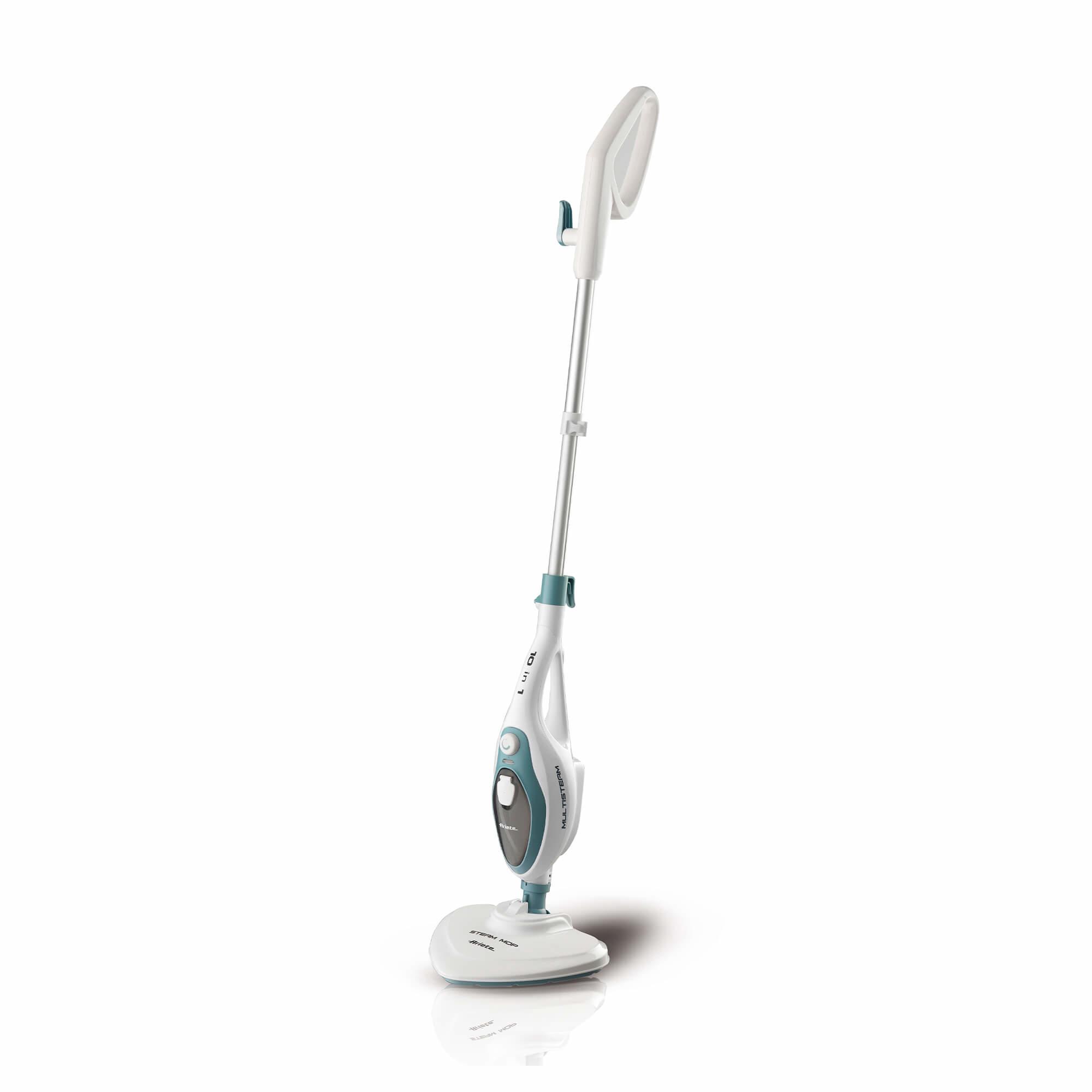 Ariete 4164, Steam Mop 10 in 1, Scopa lavapavimenti a vapore, 1500 W, Vapore continuo, Autonomia illimitata, Bianco/Celeste