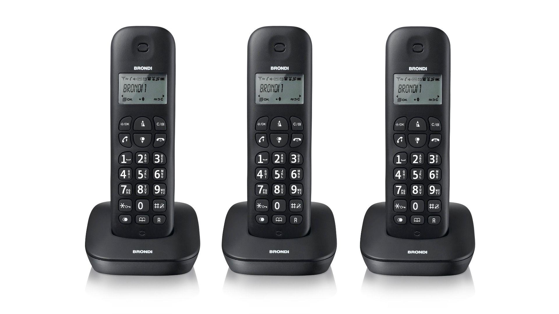 BRONDI TELEFONO CORDLESS DA CASA GALA TRIO BLACK