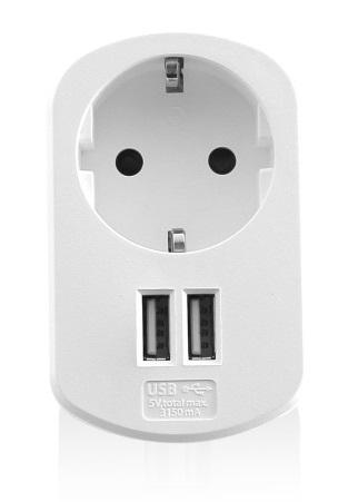 PRESA A PARETE SCHUKO + 2USB