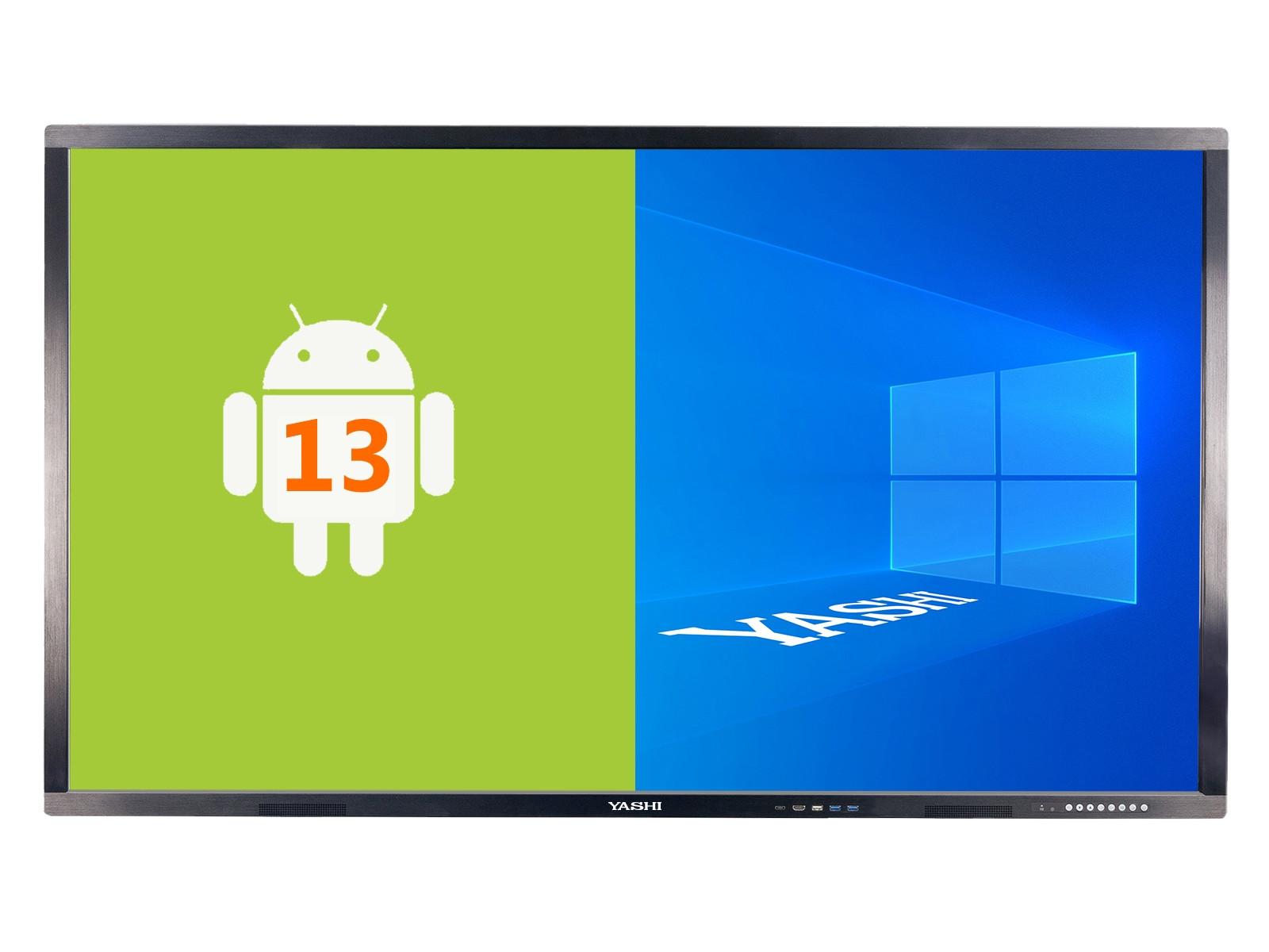 MONITOR INTERATTIVO TOUCH YASHI 65" LY6510 LCD 4K TYPE-C 4GB RAM ANDROID 13, staffa a muro inclusa