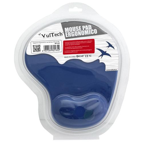 VULTECH MOUSEPAD TAPPETINO PER MOUSE ERGONOMICO MP-02B BLU CON GEL