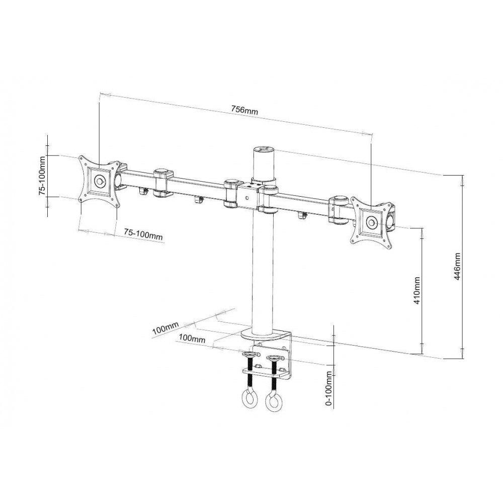 Techly | Braccio per doppio monitor | 13-27 pollici 20 kg