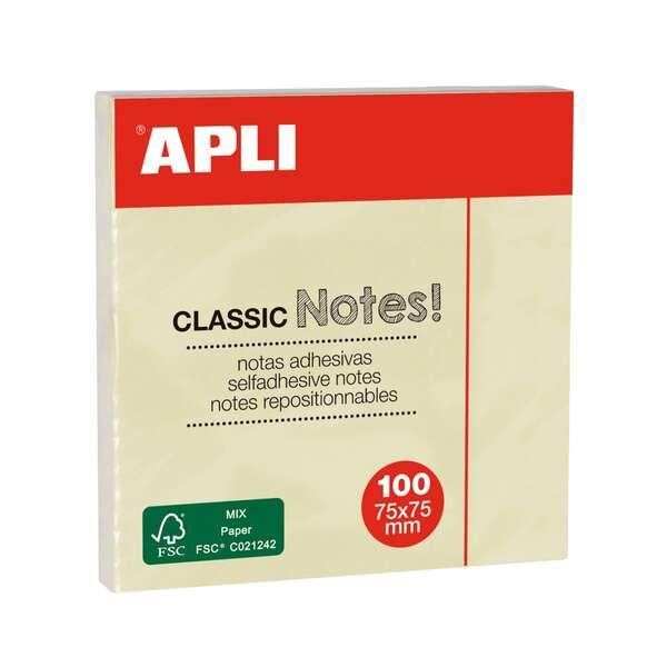 APLI Classic Pad da 100 banconote adesive 75 x 75 mm - colore giallo