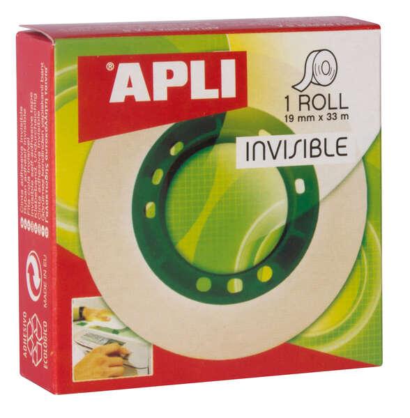 Nastro adesivo invisibile applicato 19mm x 33m - facile da etichettare - resistente - ideale per uso ufficio - trasparente