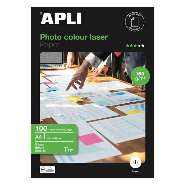 Carta fotografica laser a colori Apli A4 160 g 100 fogli