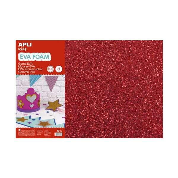 3 confezioni di glitter in gomma Eva 600 x 400 mm - spessore 2 mm - impermeabili - modellabili al calore - colore rosso