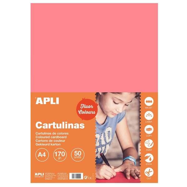 Applicazione rosa fluorescente cartoncino a4 170g 50 fogli