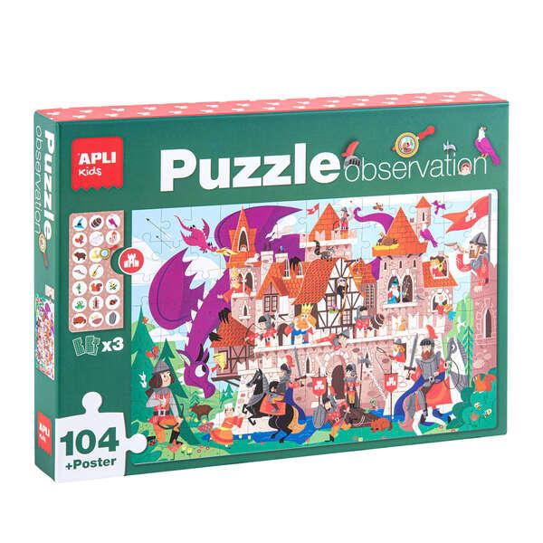 APLI Kids Observation Puzzle - 104 pezzi da 5x5 cm - dimensioni 645x415 cm - Include poster e 3 gambe - Design per bambini e co