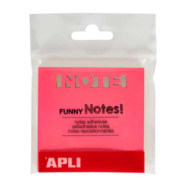 Apli Note Adesive Fustellate Note 75x75mm Blocco 75 Fogli - 3 Colori Fluorescenti Assortiti - Ultra Adesivo - Colori Assortiti