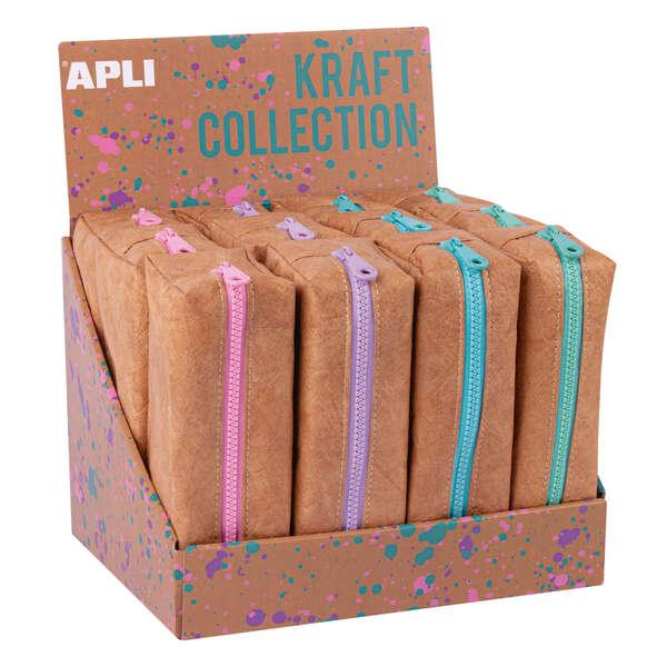 Appli Kraft Collection Espositore de 12 custodie compatte con cerniera color pastello - colori 185x75x55mm con grande capacità