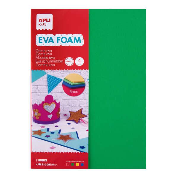 Appli Eva multicolore A4, 5mm - 4 nebbie spesse - rosso, giallo, verde e blu