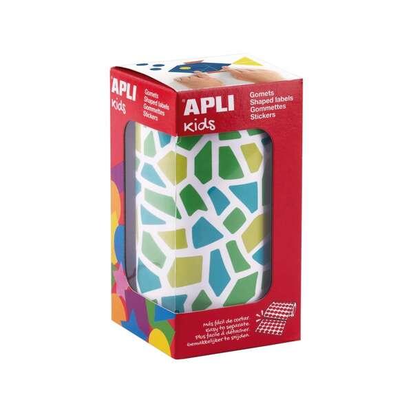 Apli Kids Rotolo da 2460 Gomme Mosaico - Adesivo a Base Acqua - Senza Solventi - Materiali 100% Riciclabili - Colori Blu, Verde