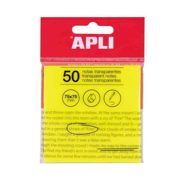 Blocco note adesive trasparenti Apli 50 fogli 75x75mm - Per annotare senza perdere la visibilità del testo o dell'immagine - R