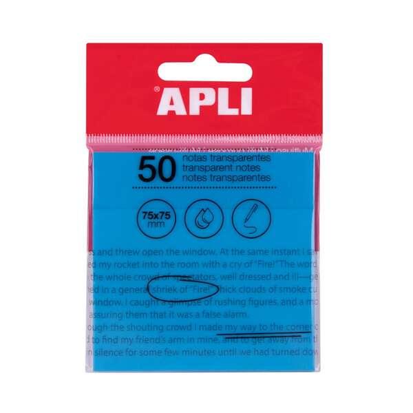 Blocco note adesive trasparenti Apli 50 fogli 75x75mm - Per annotare senza perdere la visibilità del testo o dell'immagine - R