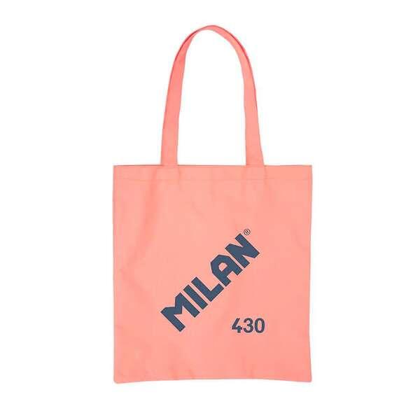 Borsa Tote Bag in Tela Milano Serie 1918 - Dimensioni 50x38x41cm - Manico Lungo 27cm - Tessuto 'Ripstop' - Colore Rosa