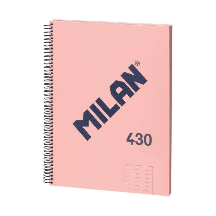 Quaderno Milano Spirale Formato A4 Righe 7mm - 80 Fogli da 95 gr/mq - Microperforato, 4 Fori - Colore Rosa