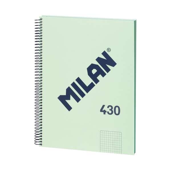 Quaderno Spirale Milano Formato A4 con Griglia 5x5mm - 80 Fogli da 95 gr/mq - Microperforato, 4 Fori - Colore Verde