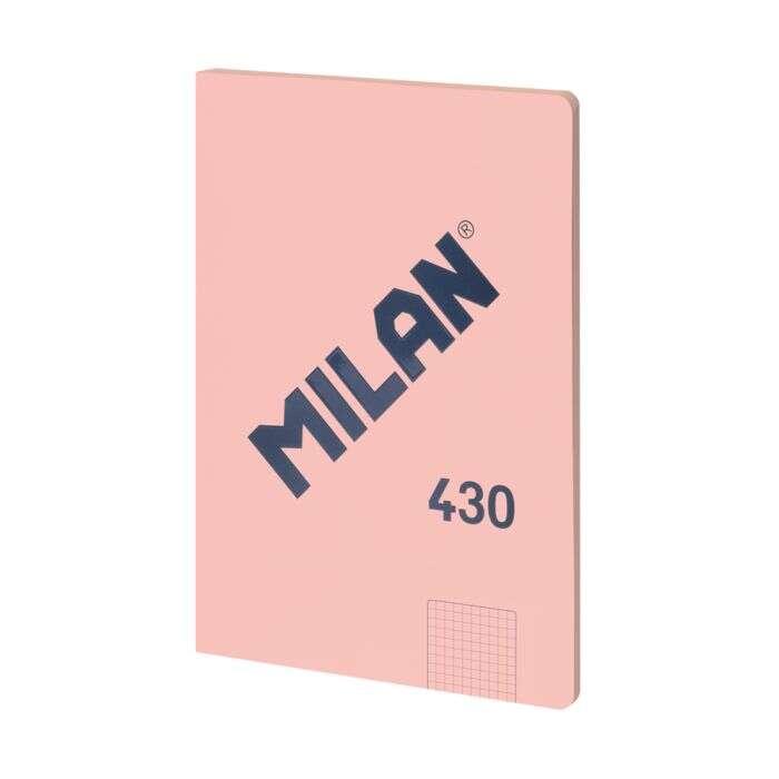 Quaderno Incollato Milano Formato A4 con Griglia 5x5mm - 48 Fogli da 95 gr/mq - Microperforato - Copertina Morbida - Colore Rosa