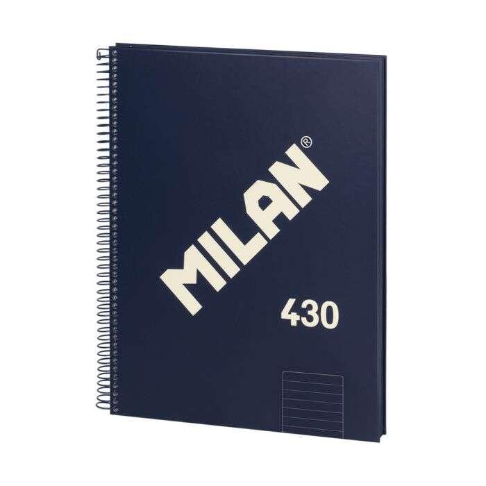 Quaderno Milano Spirale Formato A4 Righe 7mm - 80 Fogli da 95 gr/mq - Microforato, 4 Fori - Colore Blu Scuro