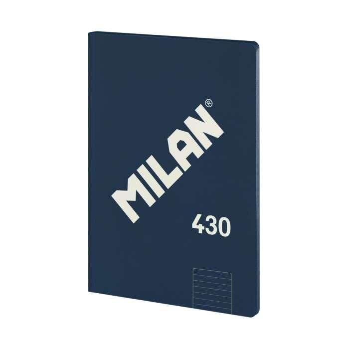 Quaderno Milano Incollato Formato A4 A Righe 7mm - 48 Fogli da 95 gr/mq - Microperforato - Copertina Morbida - Colore Blu Scuro