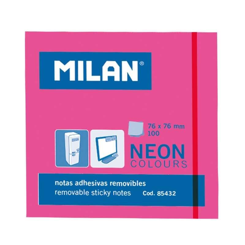 MILANO BLOC da 100 banconote adesive - rimovibili - 76mm x 76mm - colore rosa fluo