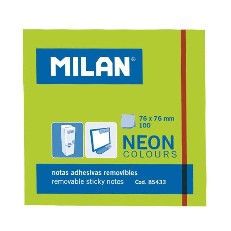 MILANO BLOC di 100 banconote adesive - rimovibili - 76mm x 76mm - colore verde neon