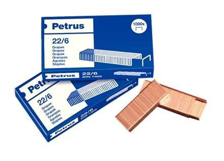 Petrus Staples 22/6 Collected - Fine at 30 fogli - scatola di 1000 graffette - pin da 6 mm