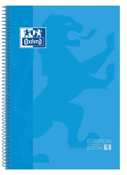 Oxford Europeanbook1 Quaderno a spirale formato A4+ a quadretti 5x5mm - 80 fogli - Copertina extra rigida Finitura lucida - Fas