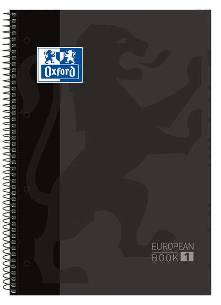 Oxford EuropeanBook 1 Quaderno a spirale A4+ Gardery 5x5mm - 80 nebbie - Fasce colorate - Extra Luminoso -Extra -Colle