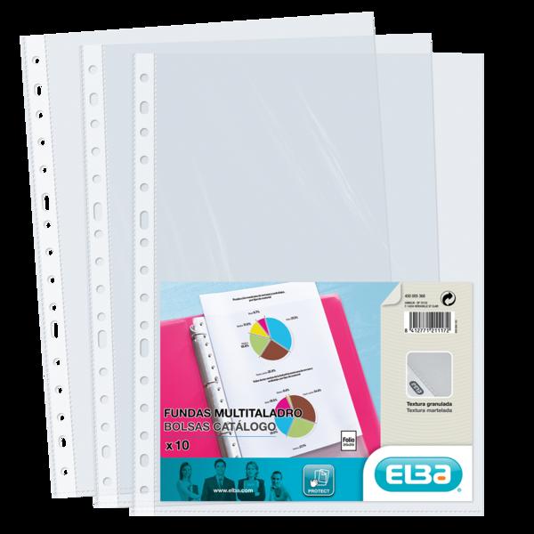 Elba Confezione da 10 coperture multiforo Folio standard - Materiale PP 90? - Colore buccia arancione trasparente