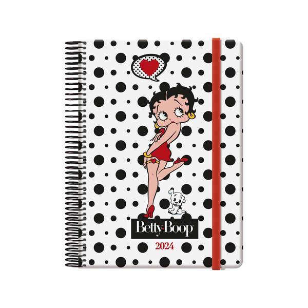 Agenda annuale Dohe Betty Boop - Pagina del giorno - Chiusura con gomma elastica - Sabato e domenica stessa pagina - Dimensioni