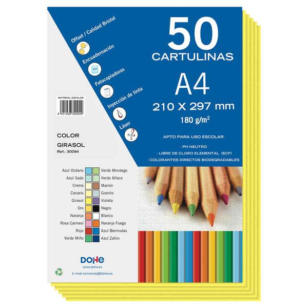 Cartoncino colorato Dohe 180 G/M2 - Formato A4 - PH neutro - Privo di cloro elementare - Coloranti biodegradabili