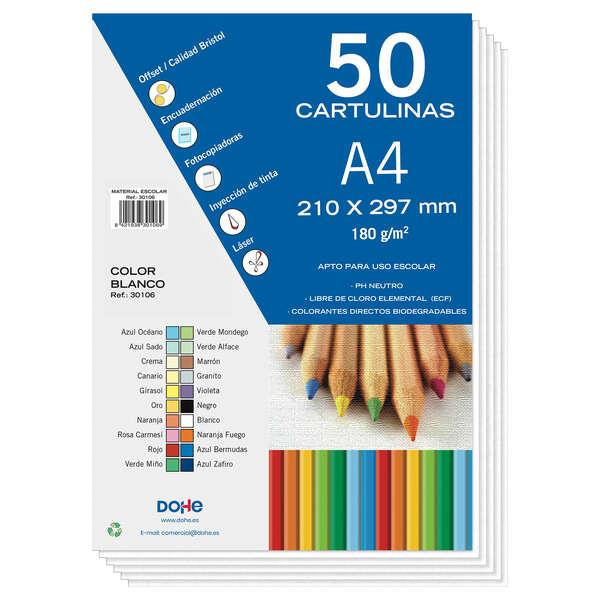 Cartoncino colorato Dohe 180 G/M2 - Formato A4 - PH neutro - Privo di cloro elementare - Coloranti biodegradabili