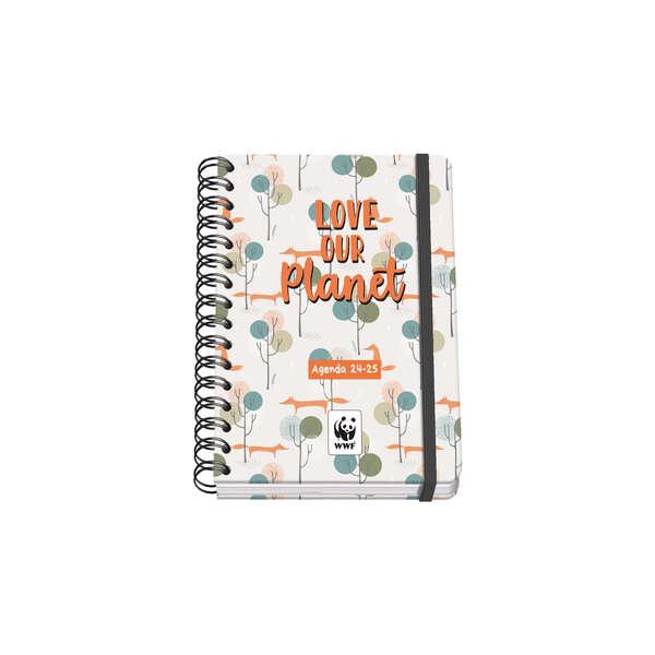 Dohe WWF Love our Planet Agenda scolastica a spirale cablata A5 - Vista settimanale - Carta 80 g/m2 - Copertina in cartone lami