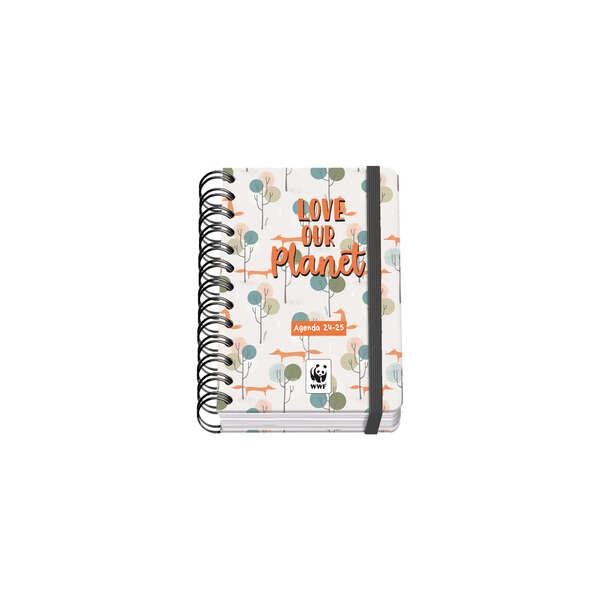 Dohe WWF Love our Planet Agenda scolastica A6 con spirale cablata - Diametro pagina - Carta 80 g/m2 - Copertina in cartone lami