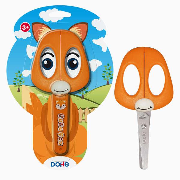 Forbici per bambini DOHE - Acciaio inossidabile - punte arrotondate - Case di foglie - Design della volpe