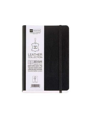 Miquel Rius Leather 1839 Notebook flessibile 8Ã‚Âº 300 fogli con indice - Coperchi in pelle riciclata - Griglia 5x5mm - Ch