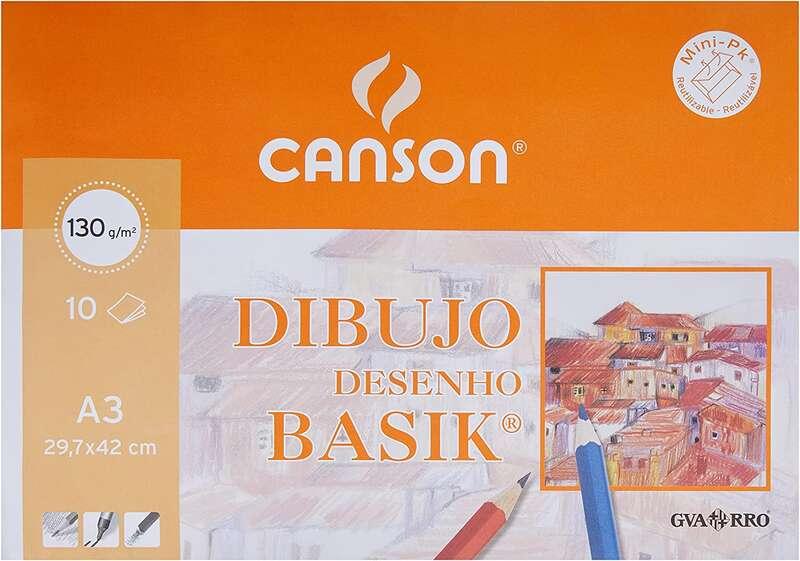 Stanco minipack 10 fogli da disegno basik liscio a3 - 29.7x42cm - 130g - colore bianco