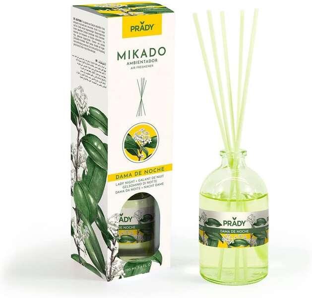 Prady Lady of the Night Mikado Deodorante per ambienti - Flacone in vetro da 100 ml e bacchette diffusori