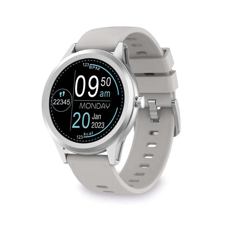 Smartwatch Ksix Globe Schermo 1.28" - Bluetooth 5.0 BLE - Autonomia fino a 7 giorni - Resistenza all'Acqua IP67 - Colore Silver