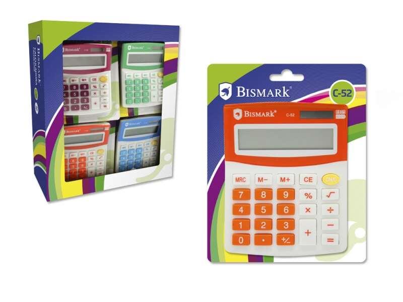 Calcolatrice scolastica Bismark Bismark C-52 a 8 cifre - Funzioni di base e memoria - Alimentazione solare e a batteria - Color