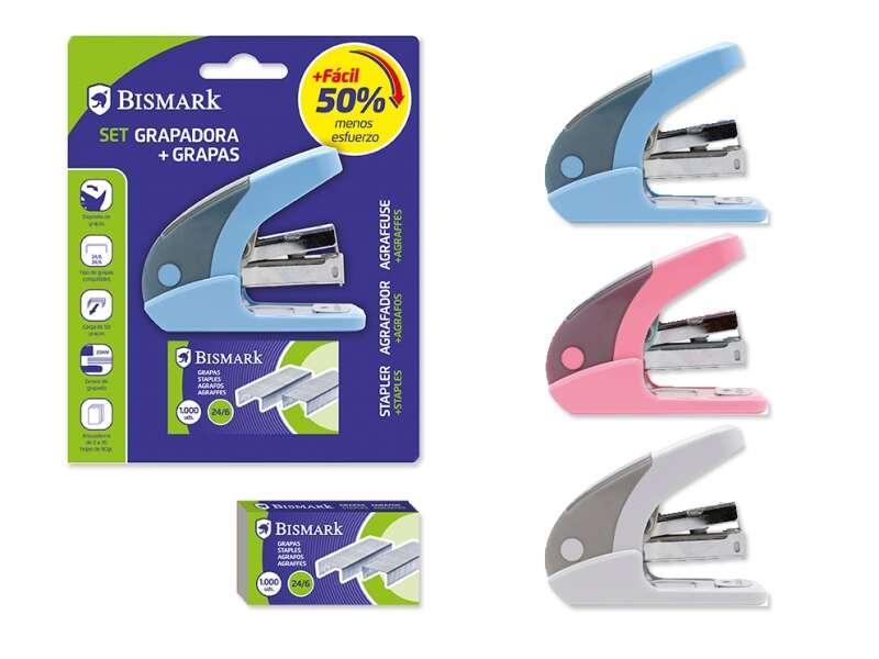 Cucitrice senza sforzo Bismark - Sistema rivoluzionario - 50% di fatica in meno - Graffette incluse - Colori assortiti